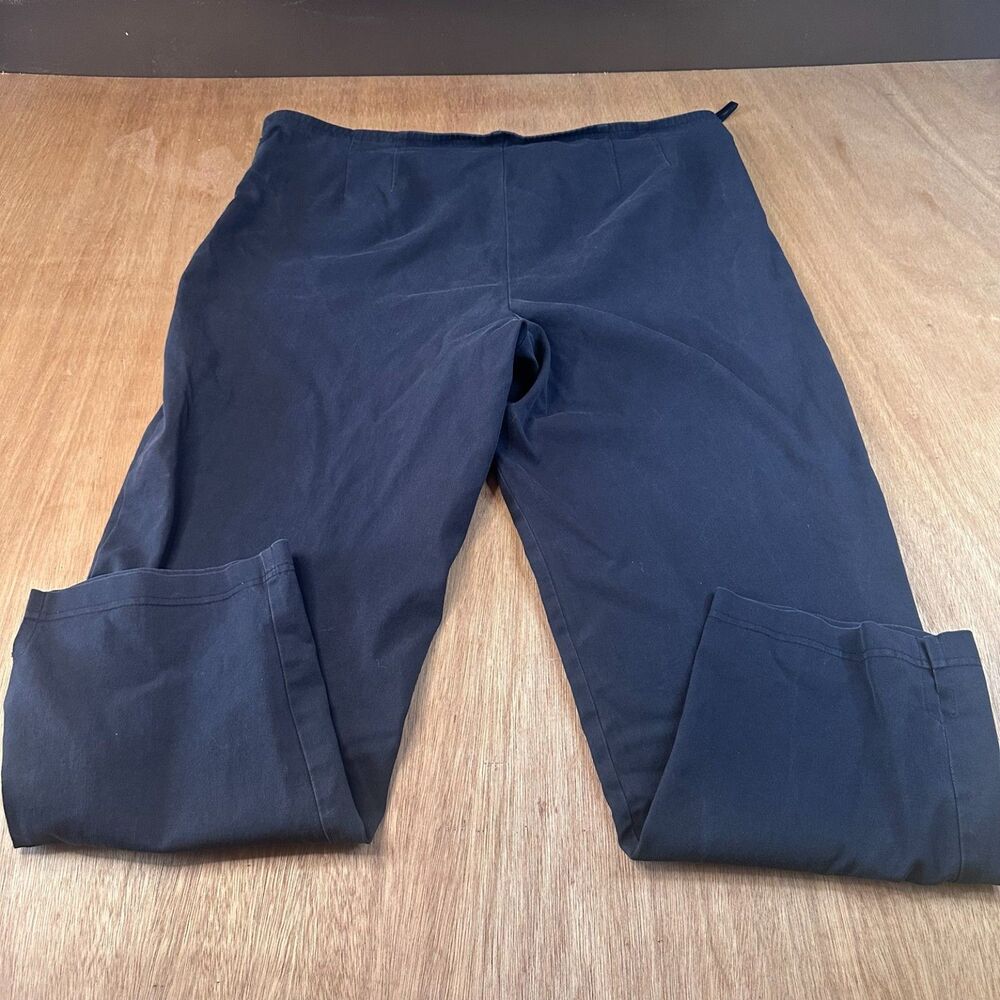 Eileen Fisher Womens L Black Crop Pants Pull On Slim Ankle Minimalist